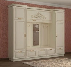 Wardrobe in the living room in a classic style for clothes photo