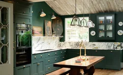 Kitchen Interior Design In Emerald Color