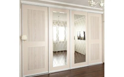 Wardrobe design in living room with mirror