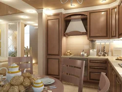 Kitchen in warm colors in a modern style photo
