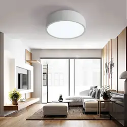 Lamps in the interior of a white living room