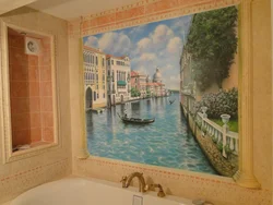 Painting for the bathroom on the wall photo
