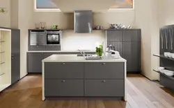 Gray Kitchen Brown Floor In The Interior