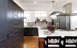 Gray Kitchen Brown Floor In The Interior