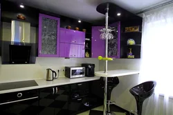 Kitchen design black with bar counter