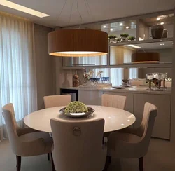 Kitchen interior with oval table photo