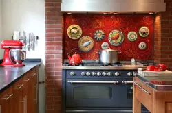 Дизайн кухни газовая плита у стены