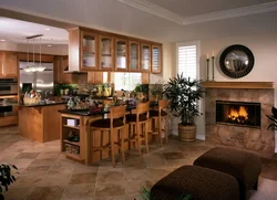 Living room kitchen design with stove