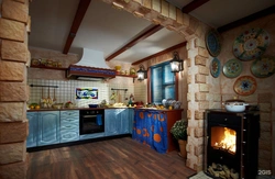 Дизайн кухни гостиной с печью