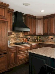 Kitchen with wooden furniture photo