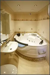 Photo of a bathroom with a jacuzzi and toilet