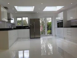 Glossy tiles in the kitchen interior