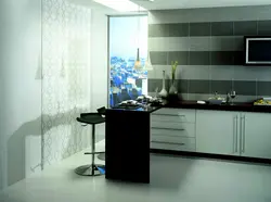 Glossy tiles in the kitchen interior