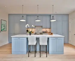 Kitchen interior with blue floor