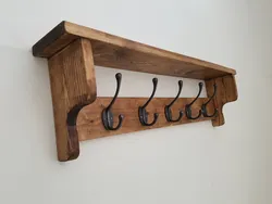 Wooden shelf for hallway photo