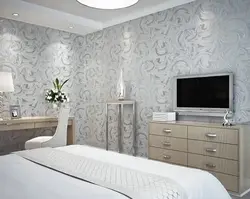 Дызайн спальні з флізялінавымі шпалерамі
