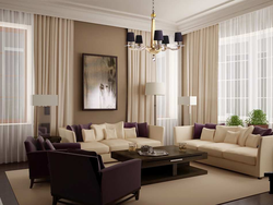 Combination Of Curtains In The Living Room Interior Photo