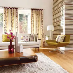 Combination of curtains in the living room interior photo