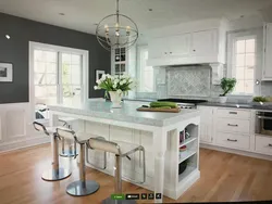 White kitchen in the interior what kind of walls