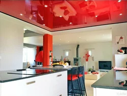 Photo Of A Red Ceiling In The Kitchen