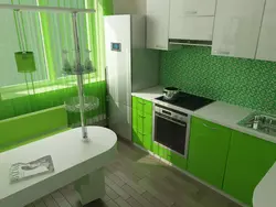 Photo of a green kitchen in Khrushchev