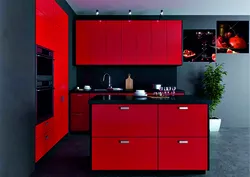 What colors goes with red in the kitchen interior