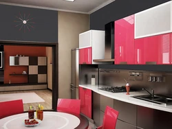 What colors goes with red in the kitchen interior