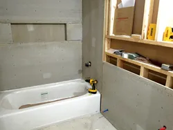 Photo of all the drywall in the bathroom