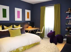 Bedroom Interior Yellow Blue