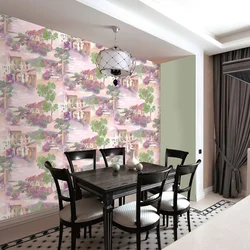 Wallpaper for kitchen in one room photo