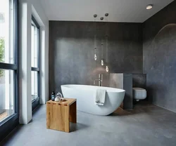 Бетонный интерьер ванной