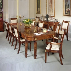 Large dining table in the living room photo