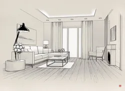 Living room interior drawing