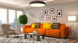 Bright sofas in the living room interior photo