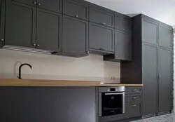 Gray enamel kitchen in the interior