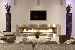 Electric fireplace in the bedroom interior