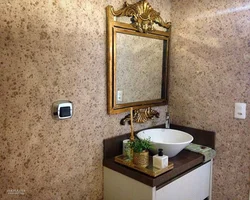Liquid wallpaper in the bathroom photo
