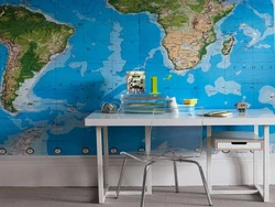 World map in the kitchen photo