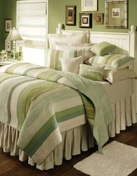 Green Bedspread In The Bedroom Interior