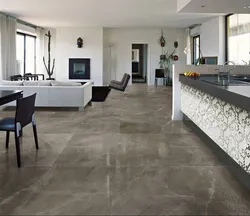 Marble floor in the interior of the kitchen living room