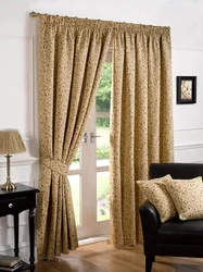 Golden curtains for the living room photo