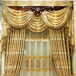 Golden curtains for the living room photo