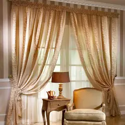 Golden curtains for the living room photo