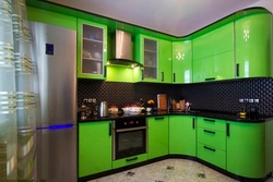 Corner kitchen light green photo