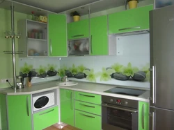 Corner kitchen light green photo