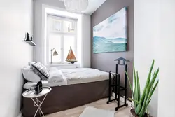 Дизайн спальни с кроватью вдоль стены фото
