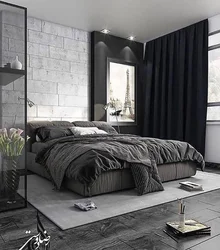 Bedroom design in graphite color