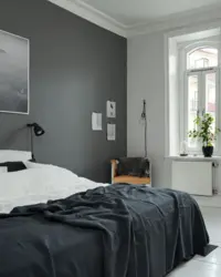 Bedroom design in graphite color