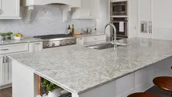 White Granite Countertop In The Kitchen Interior