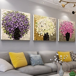 Картины для интерьера гостиной цветы